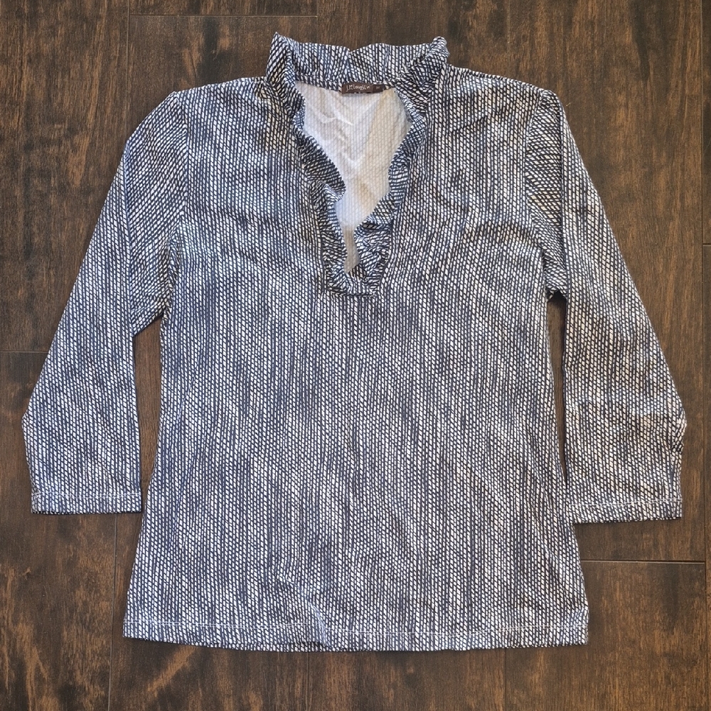 J.McLaughlin Durham 3/4 sleeve ruffle top M